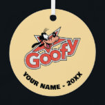 Goofy Retro Star Power Graphic Metal Ornament<br><div class="desc">Make a statement with this high-impact, Goofy logo-style design! Featuring a cheerful Goofy peaking out from behind a bold, red shooting star, this artwork perfectly blends vintage animation vibes with a classic pop-art aesthetic. The custom, thick-contoured typography and textured red fill give the design a high-quality "decal" look that feels...</div>