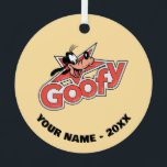 Goofy Retro Star Power Graphic Metal Ornament<br><div class="desc">Make a statement with this high-impact, Goofy logo-style design! Featuring a cheerful Goofy peaking out from behind a bold, red shooting star, this artwork perfectly blends vintage animation vibes with a classic pop-art aesthetic. The custom, thick-contoured typography and textured red fill give the design a high-quality "decal" look that feels...</div>