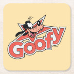 Goofy Retro Star Power Graphic Square Paper Coaster<br><div class="desc">Make a statement with this high-impact, Goofy logo-style design! Featuring a cheerful Goofy peaking out from behind a bold, red shooting star, this artwork perfectly blends vintage animation vibes with a classic pop-art aesthetic. The custom, thick-contoured typography and textured red fill give the design a high-quality "decal" look that feels...</div>