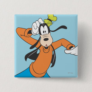 Goofy Scratching Head 2 Inch Square Button