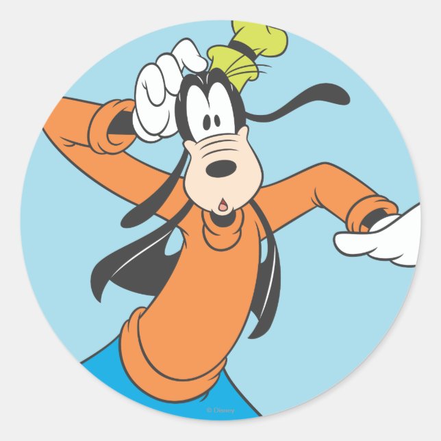 Goofy | Scratching Head Classic Round Sticker (Front)