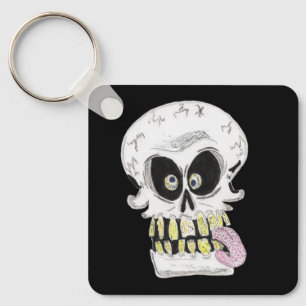 goofy skull skeleton face keychain