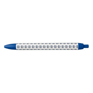 Goofy Square Blue Cartoon Guy Black Ink Pen