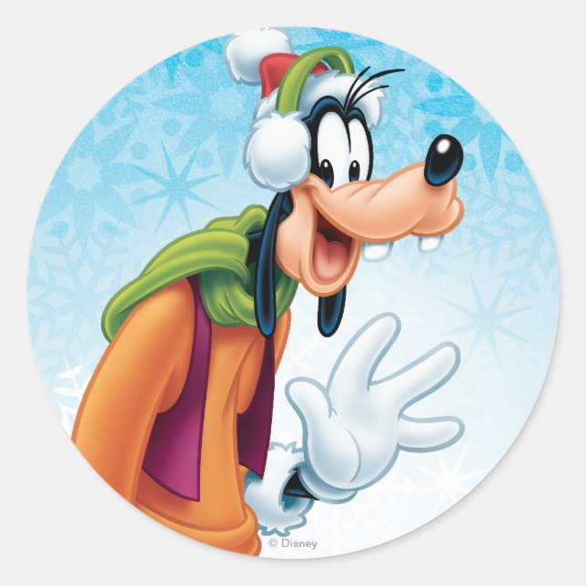 Goofy Waving Classic Round Sticker (Front)