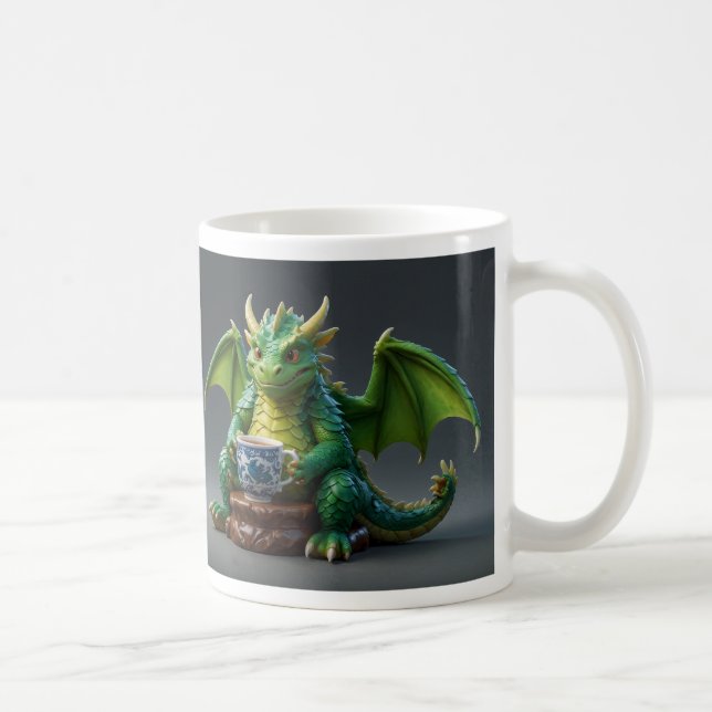 Goofy Welsh Dragon Drinking Tea Coffee Mug (Right)