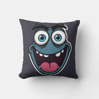 Goofy Wide Eyes & Big Smile Throw Pillow