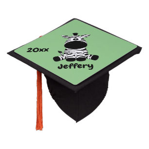 Goofy Zebra Grade School Graduate Name Date Gradua Graduation Cap Topper