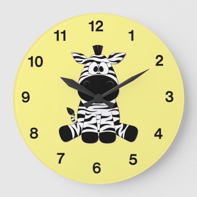 Goofy Zebra Yellow  Large Clock (Front)