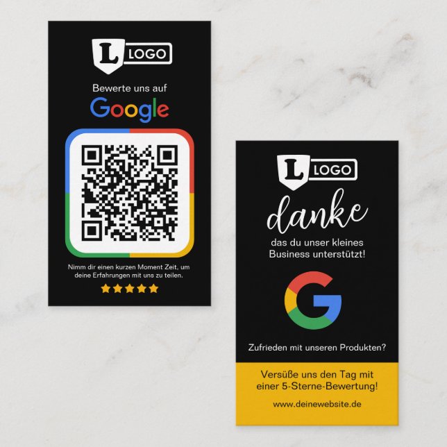 Google Bewertungskarte mit QR code  Business Card (Front/Back)
