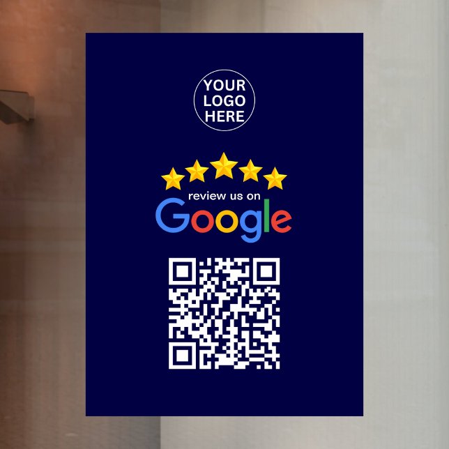 Google Business Reviews 5 Star Qr Code Navy Blue  Window Cling (Creator Uploaded)