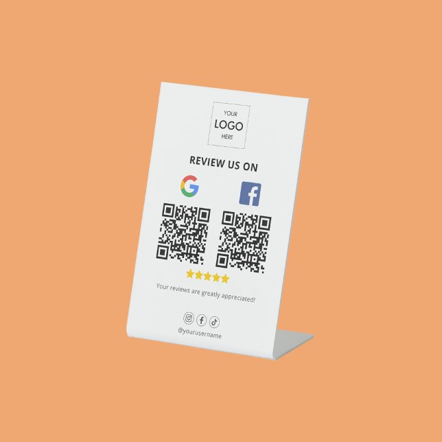 Google Facebook Review QR Code Pedestal Sign (Creator Uploaded)