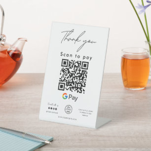Google Pay QR Code Logo Scan to Pay Thank you Pedestal Sign