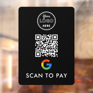 Google Pay QR Code Scan to Pay Modern Logo Black Window Cling
