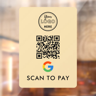 Google Pay QR Code Scan to Pay Modern Logo Groovy Window Cling