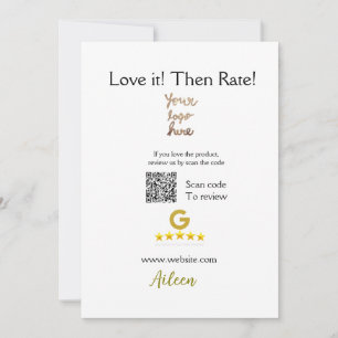 Google rate us review order purchase business QR Invitation