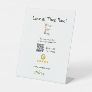 Google rate us review order purchase business QR Pedestal Sign
