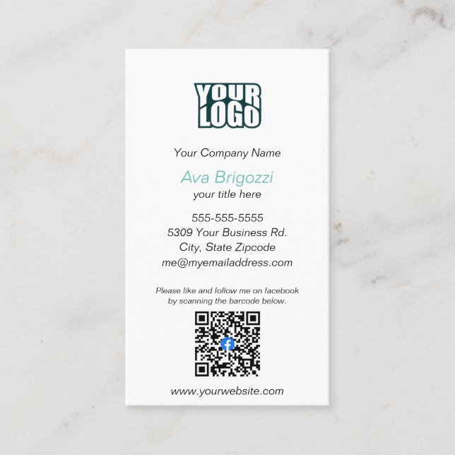 Google Review - Business Card - Facebook QR Link (Front)