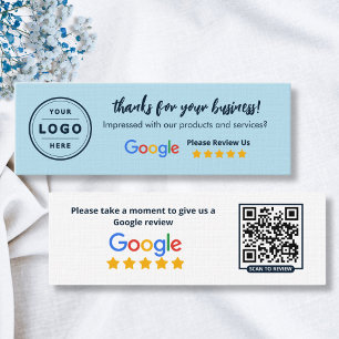 Google Review Business Cards Baby Blue & Navy