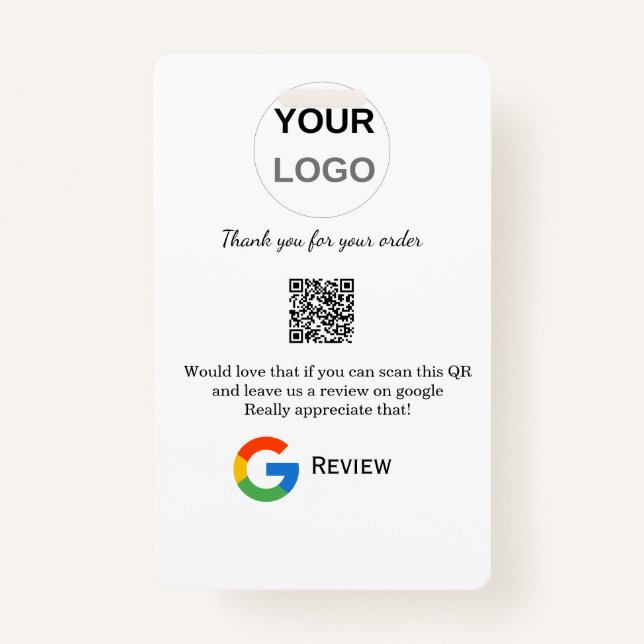 Google review business logo Scan QR review Badge (Front)