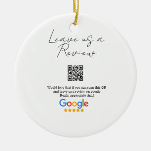 Google review business logo Scan QR review Ceramic Ornament
