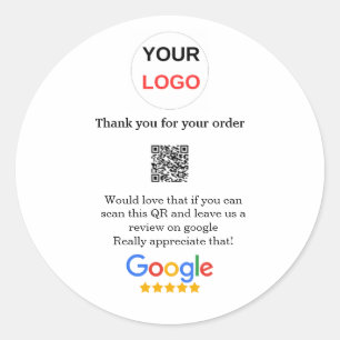 Google review business logo Scan QR review Classic Round Sticker