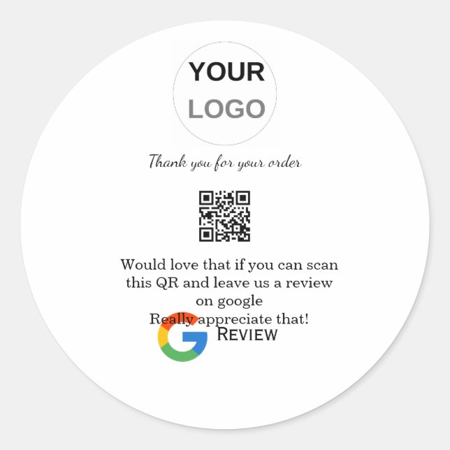 Google review business logo Scan QR review Classic Round Sticker (Front)