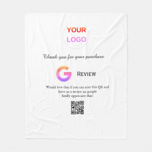 Google review business logo Scan QR review Fleece Blanket