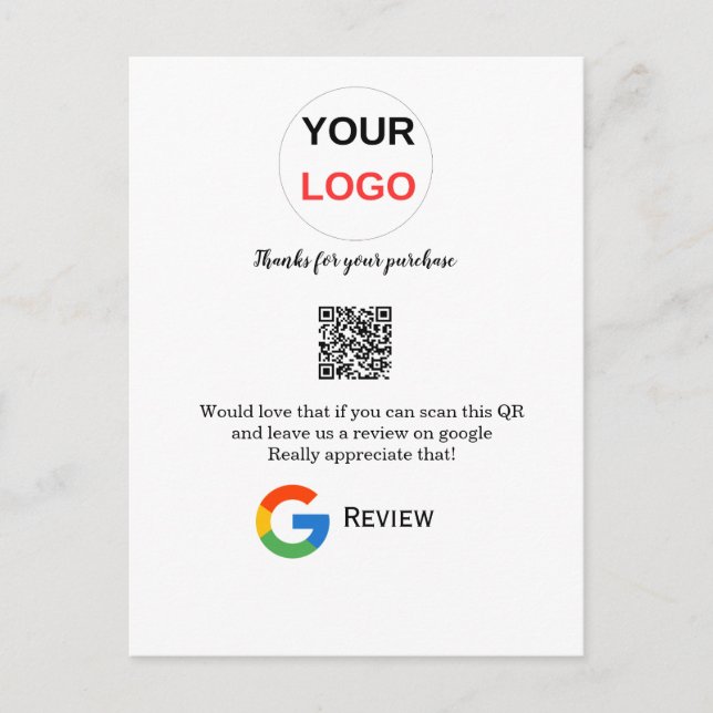 Google review business logo Scan QR review Postcard (Front)