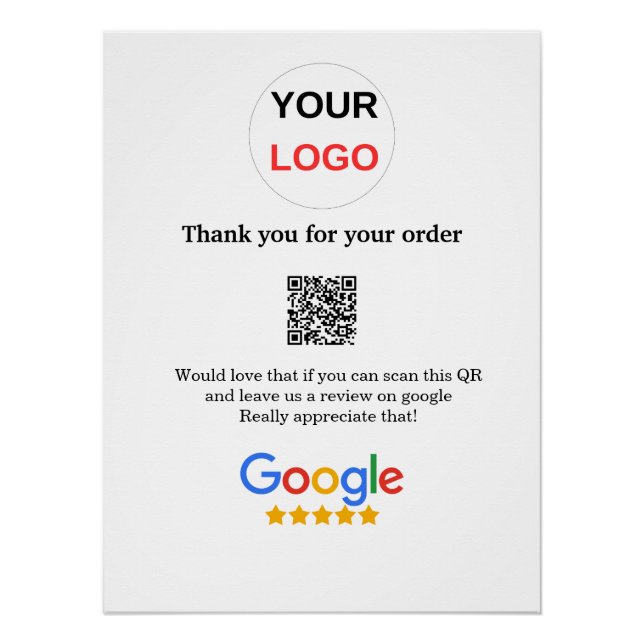Google review business logo Scan QR review Poster (Front)
