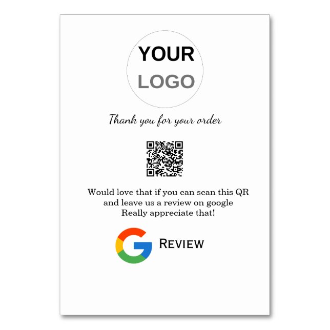 Google review business logo Scan QR review Table Number (Front)