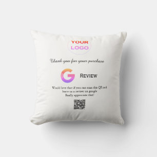 Google review business logo Scan QR review Throw Pillow