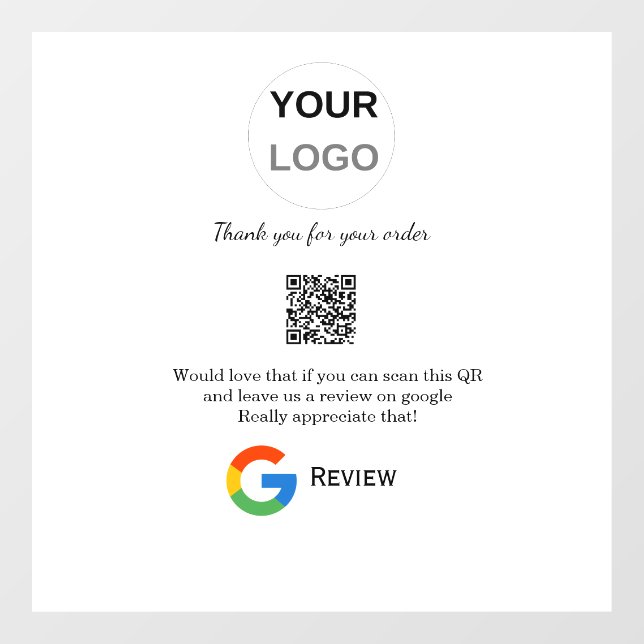 Google review business logo Scan QR review Window Cling (Sheet)
