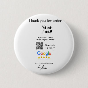 Google review business logo website scan QR code 2 Inch Round Button