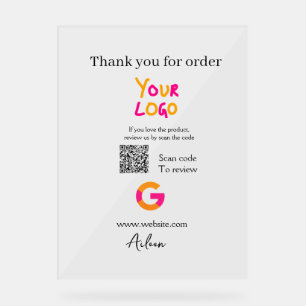 Google review business logo website scan QR code Acrylic Sign