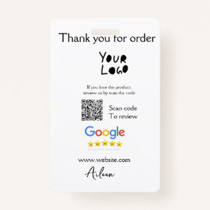 Google review business logo website scan QR code Badge
