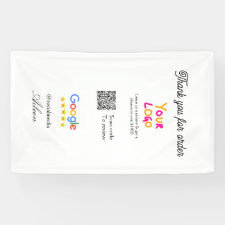 Google review business logo website scan QR code Banner