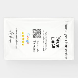 Google review business logo website scan QR code Banner