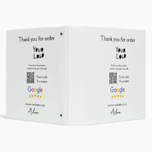 Google review business logo website scan QR code Binder