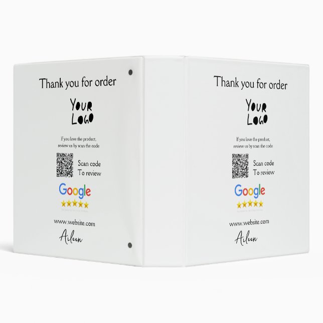 Google review business logo website scan QR code Binder (Background)