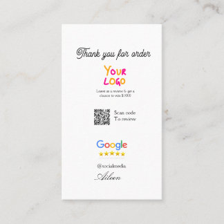 Google review business logo website scan QR code Business Card