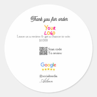 Google review business logo website scan QR code Classic Round Sticker