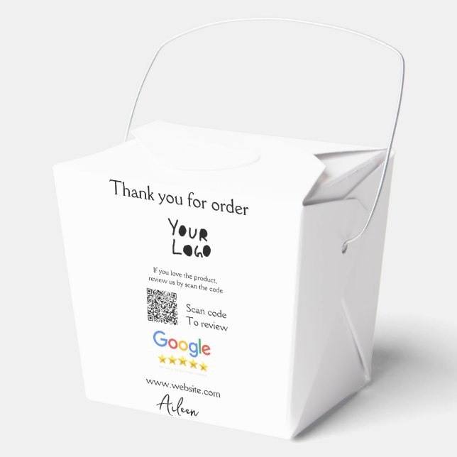 Google review business logo website scan QR code Favor Box (Front)