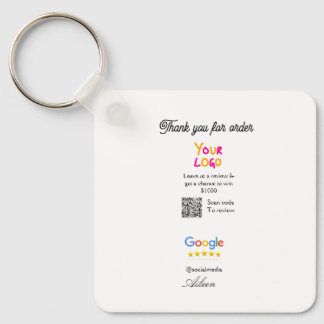 Google review business logo website scan QR code Keychain