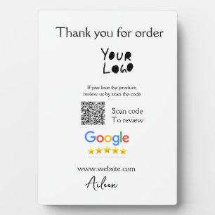 Google review business logo website scan QR code Plaque