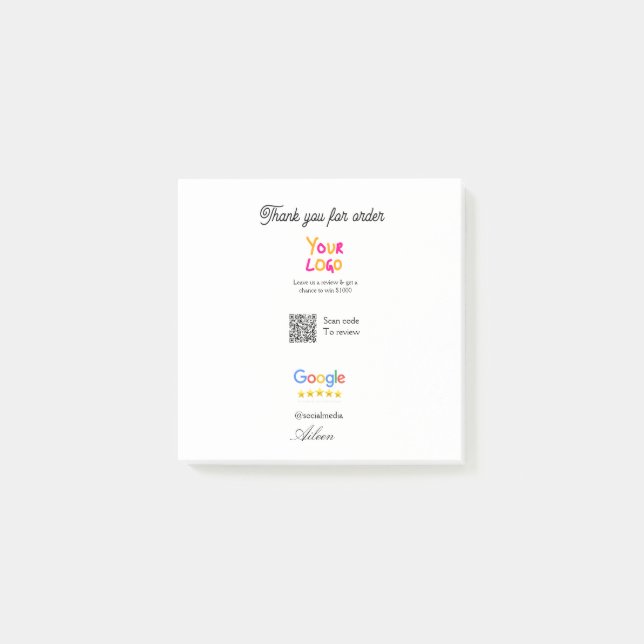 Google review business logo website scan QR code Post-it Notes (Front)