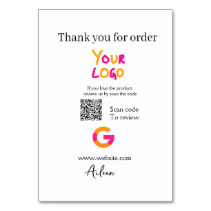 Google review business logo website scan QR code Table Number