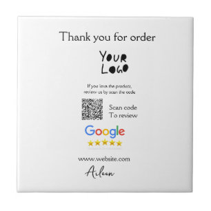 Google review business logo website scan QR code Tile