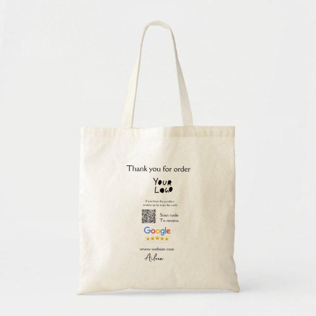 Google review business logo website scan QR code Tote Bag (Front)