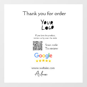 Google review business logo website scan QR code Window Cling