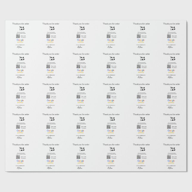Google review business logo website scan QR code Wrapping Paper (Flat)